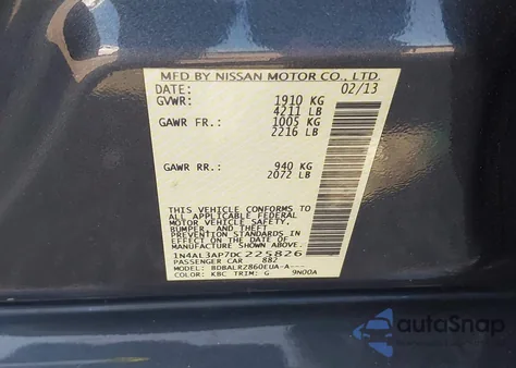 2013 Nissan Altima 2.5 S from USA, damaged, VIN 1N4AL3AP7DC225826